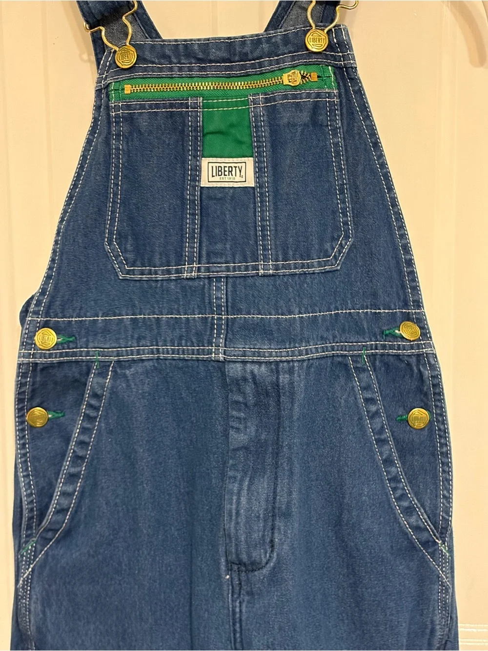 Vintage Liberty Boys Classic Multi-Pocket Bib Denim Overalls w/Green Size 14R